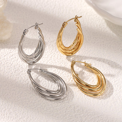 Geometric Earrings For Women Featuring Electroplated 304 Stainless Steel With 18K Real Gold Plated PVD Coating