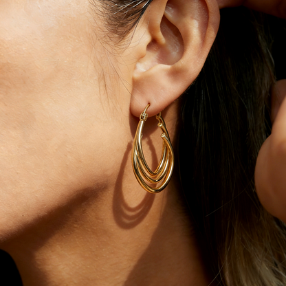 Geometric Earrings For Women Featuring Electroplated 304 Stainless Steel With 18K Real Gold Plated PVD Coating