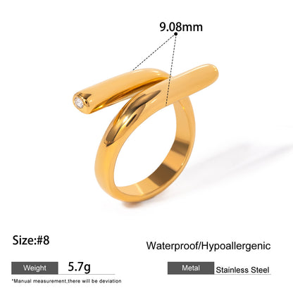 Geometric Open Rings For Women In 304 Stainless Steel Featuring Electroplated 18K Real Gold PVD Coated Finish