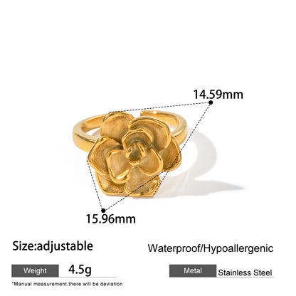 Geometric Open Rings For Women In 304 Stainless Steel Featuring Electroplated 18K Real Gold PVD Coated Finish