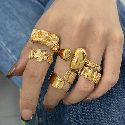 Geometric Open Rings For Women In 304 Stainless Steel Featuring Electroplated 18K Real Gold PVD Coated Finish