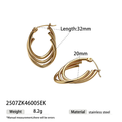 Geometric Earrings For Women Featuring Electroplated 304 Stainless Steel With 18K Real Gold Plated PVD Coating