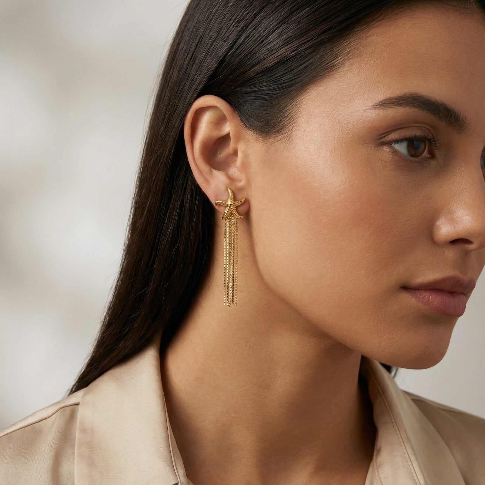 Tassel Earrings For Women In IG Style Featuring Waterproof Non Tarnish 304 Stainless Steel With 18K Real Gold Plated Finish