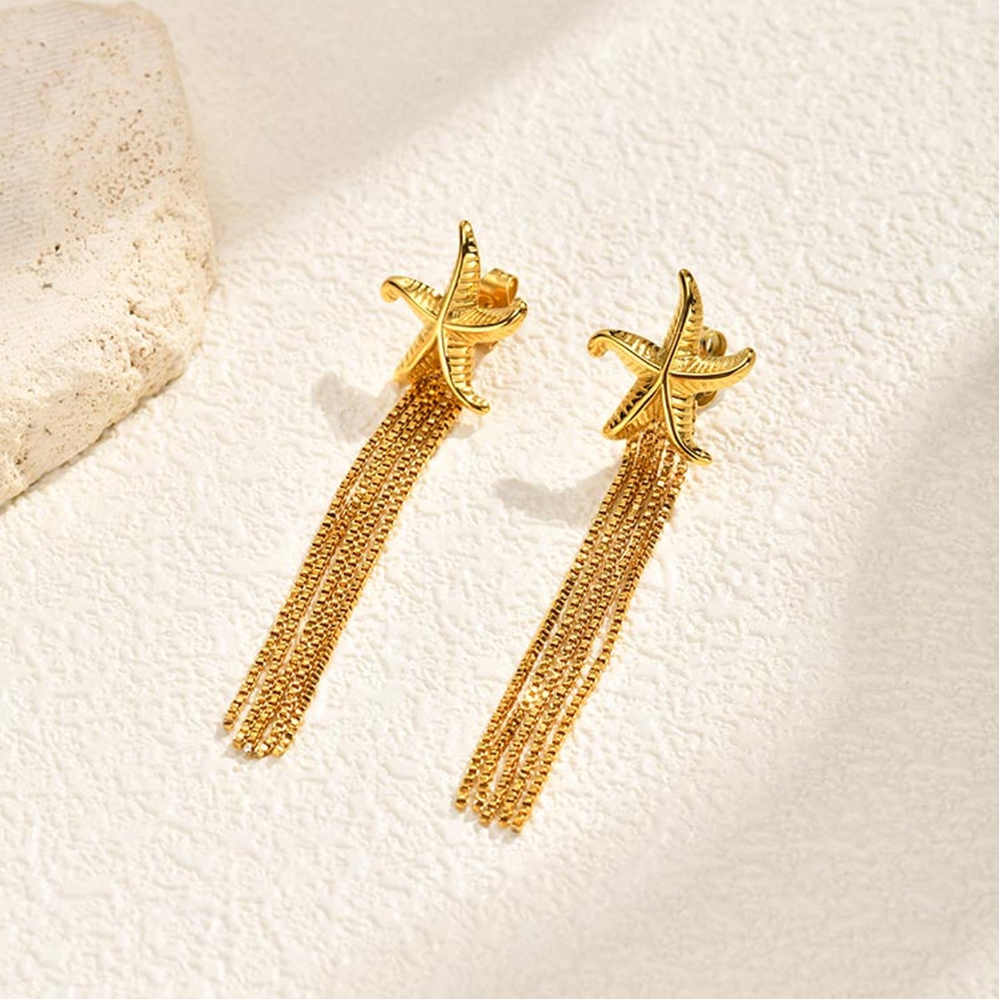 Tassel Earrings For Women In IG Style Featuring Waterproof Non Tarnish 304 Stainless Steel With 18K Real Gold Plated Finish