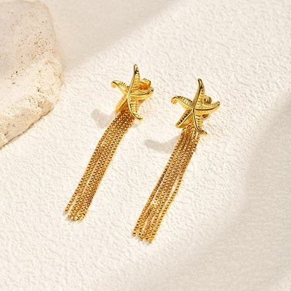 Tassel Earrings For Women In IG Style Featuring Waterproof Non Tarnish 304 Stainless Steel With 18K Real Gold Plated Finish