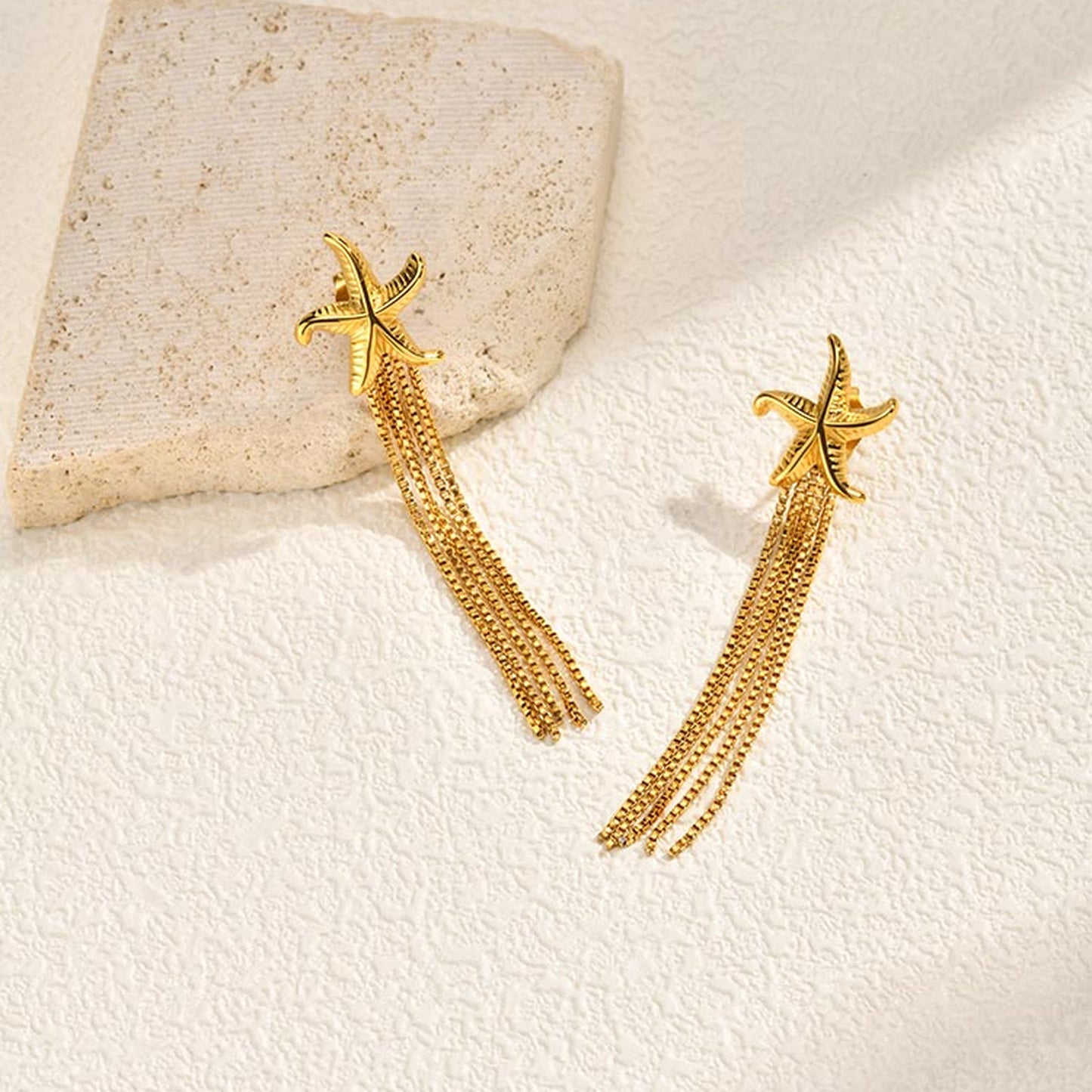 Tassel Earrings For Women In IG Style Featuring Waterproof Non Tarnish 304 Stainless Steel With 18K Real Gold Plated Finish