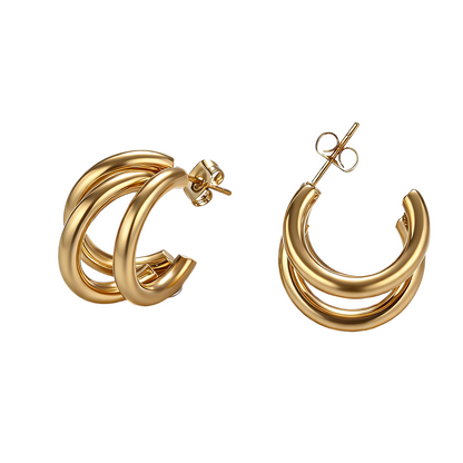 Geometric Earrings For Women Featuring Electroplated 304 Stainless Steel With 18K Real Gold PVD Coated Plating