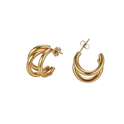 Geometric Earrings For Women Featuring Electroplated 304 Stainless Steel With 18K Real Gold PVD Coated Plating