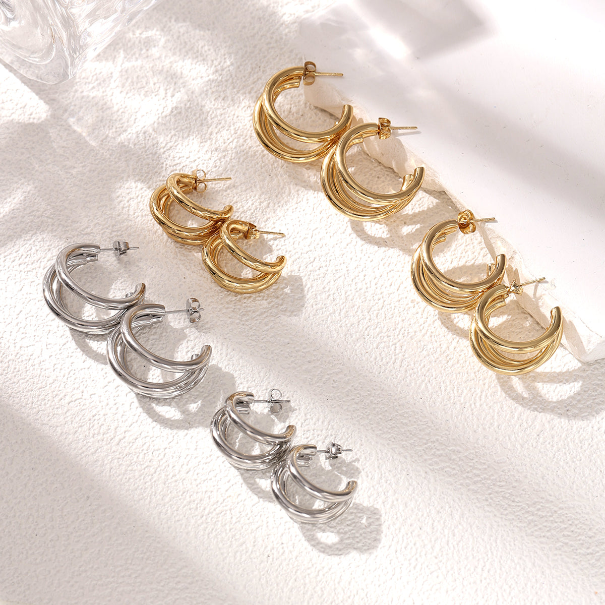 Geometric Earrings For Women Featuring Electroplated 304 Stainless Steel With 18K Real Gold PVD Coated Plating