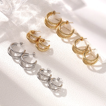 Geometric Earrings For Women Featuring Electroplated 304 Stainless Steel With 18K Real Gold PVD Coated Plating