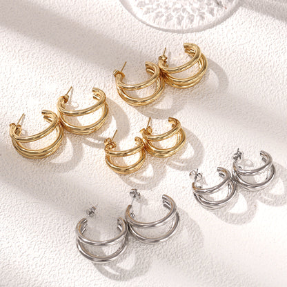 Geometric Earrings For Women Featuring Electroplated 304 Stainless Steel With 18K Real Gold PVD Coated Plating
