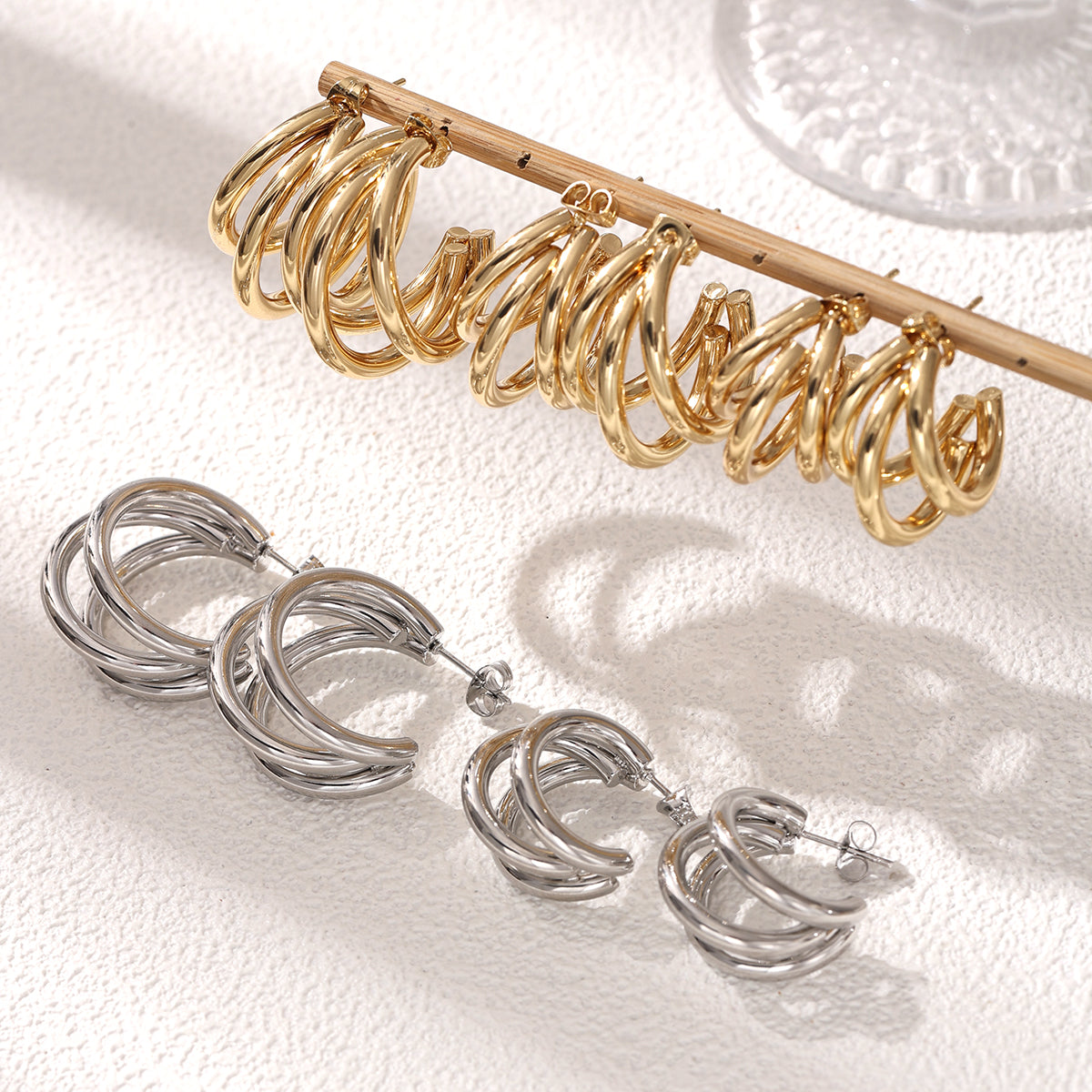 Geometric Earrings For Women Featuring Electroplated 304 Stainless Steel With 18K Real Gold PVD Coated Plating