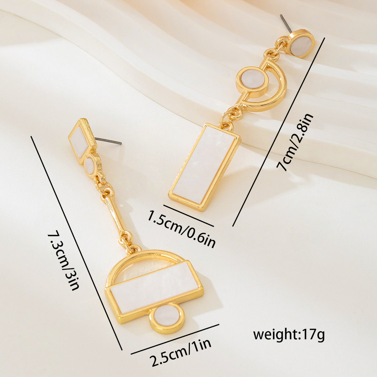 Elegant Geometric Earrings For Women In Golden Alloy With Electroplated Finish