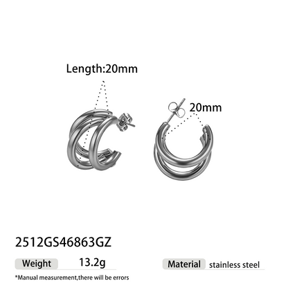 Geometric Earrings For Women Featuring Electroplated 304 Stainless Steel With 18K Real Gold PVD Coated Plating