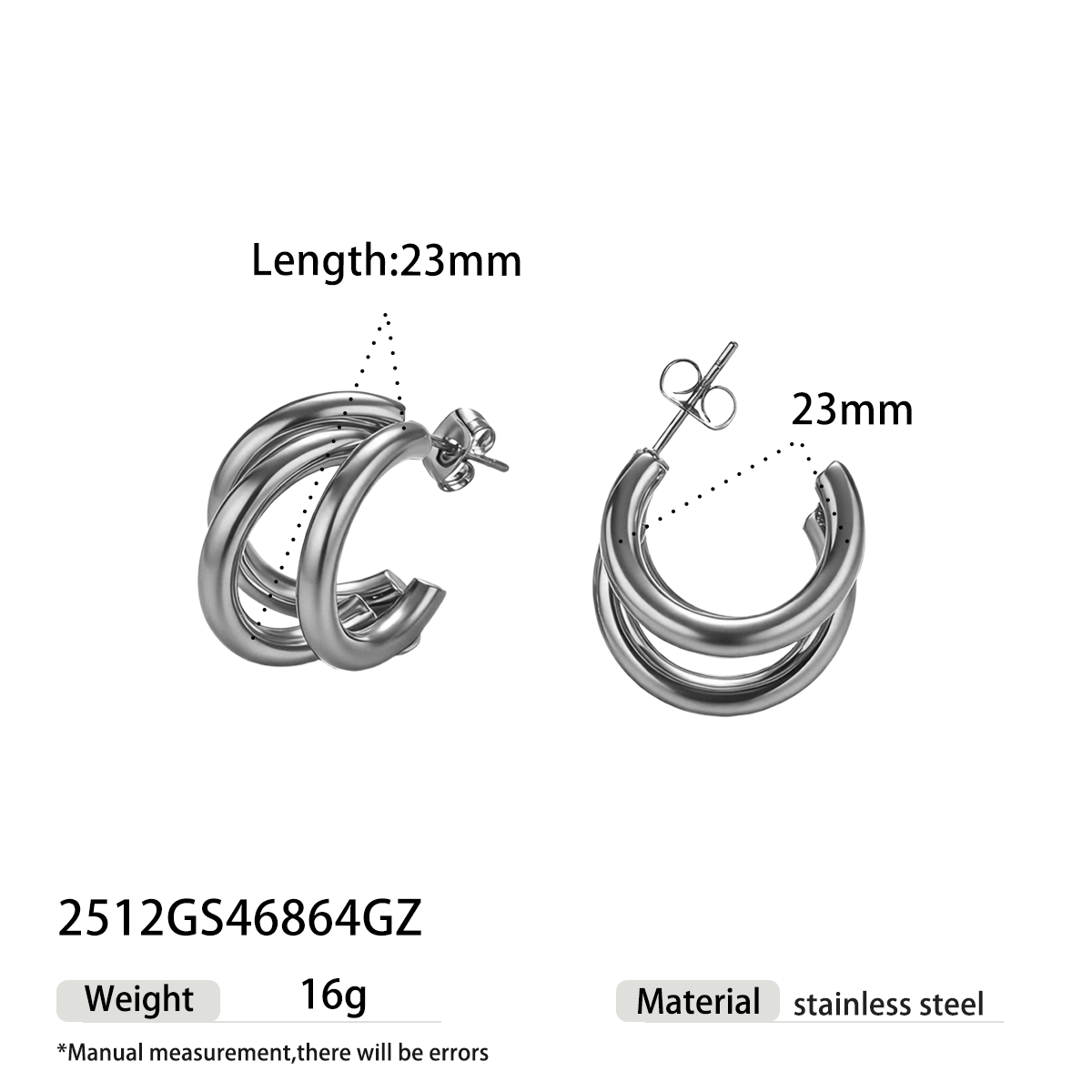 Geometric Earrings For Women Featuring Electroplated 304 Stainless Steel With 18K Real Gold PVD Coated Plating