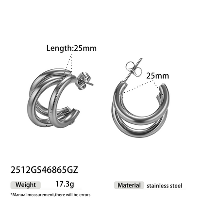 Geometric Earrings For Women Featuring Electroplated 304 Stainless Steel With 18K Real Gold PVD Coated Plating