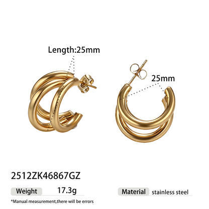Geometric Earrings For Women Featuring Electroplated 304 Stainless Steel With 18K Real Gold PVD Coated Plating