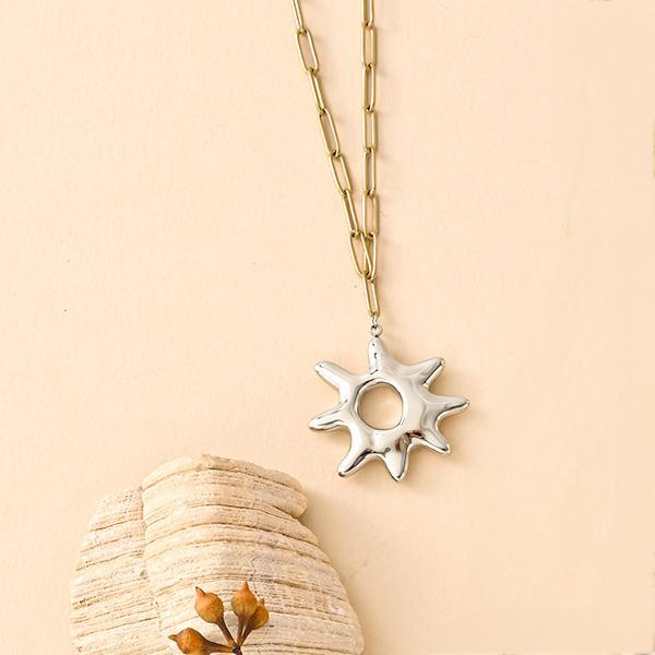 Sun Pendant Necklace For Women Featuring Waterproof Non Tarnish 304 Stainless Steel With 18K Real Gold Plated Cable Chain