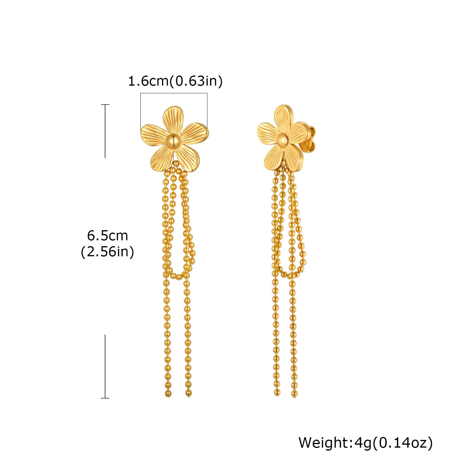 Tassel Earrings For Women In IG Style Featuring Waterproof Non Tarnish 304 Stainless Steel With 18K Real Gold Plated