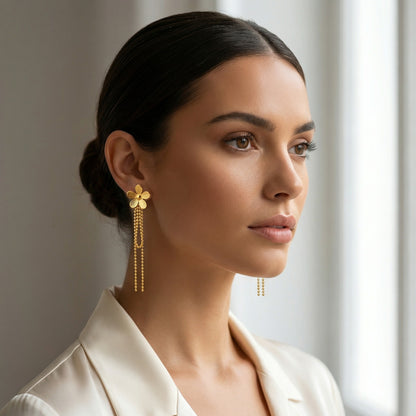 Tassel Earrings For Women In IG Style Featuring Waterproof Non Tarnish 304 Stainless Steel With 18K Real Gold Plated