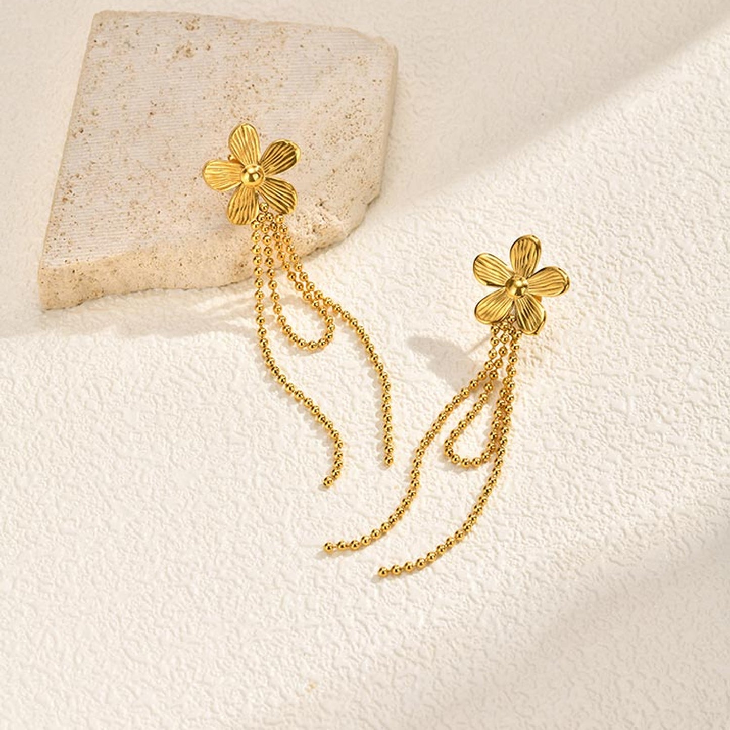Tassel Earrings For Women In IG Style Featuring Waterproof Non Tarnish 304 Stainless Steel With 18K Real Gold Plated
