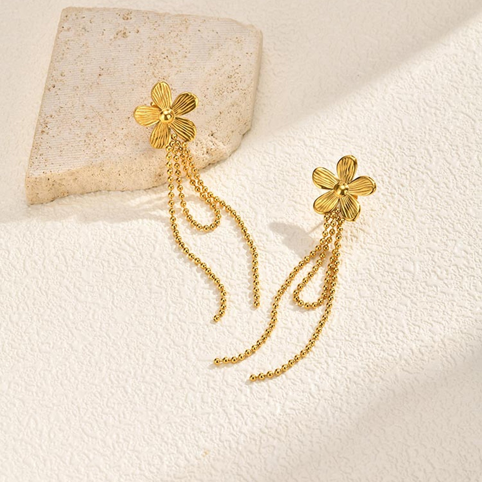 Tassel Earrings For Women In IG Style Featuring Waterproof Non Tarnish 304 Stainless Steel With 18K Real Gold Plated
