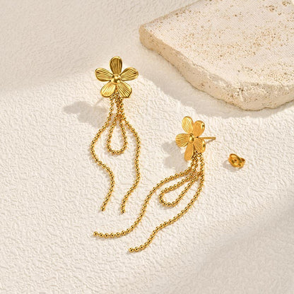 Tassel Earrings For Women In IG Style Featuring Waterproof Non Tarnish 304 Stainless Steel With 18K Real Gold Plated