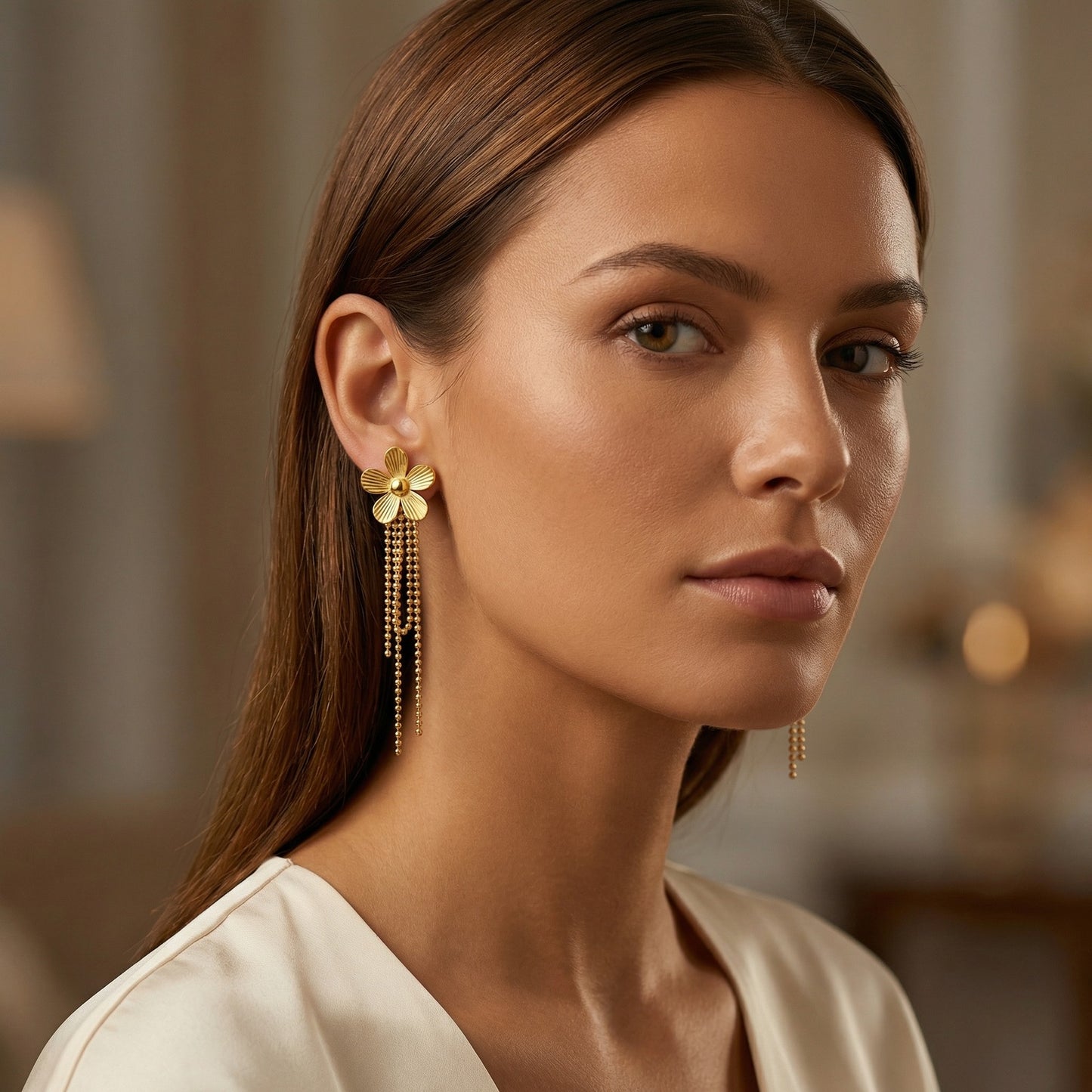 Tassel Earrings For Women In IG Style Featuring Waterproof Non Tarnish 304 Stainless Steel With 18K Real Gold Plated