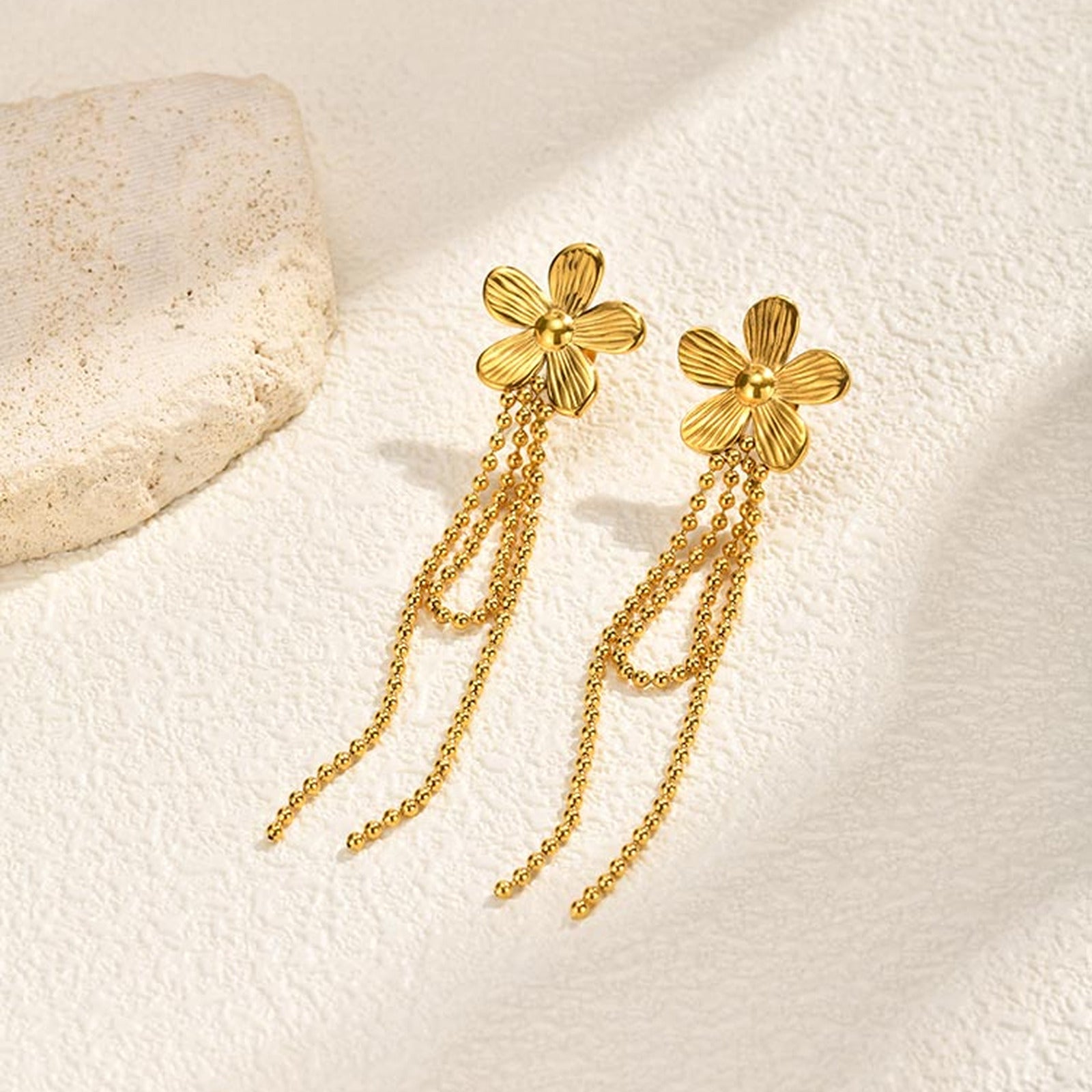 Tassel Earrings For Women In IG Style Featuring Waterproof Non Tarnish 304 Stainless Steel With 18K Real Gold Plated