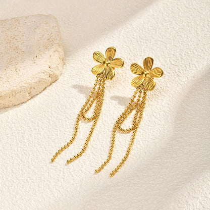 Tassel Earrings For Women In IG Style Featuring Waterproof Non Tarnish 304 Stainless Steel With 18K Real Gold Plated