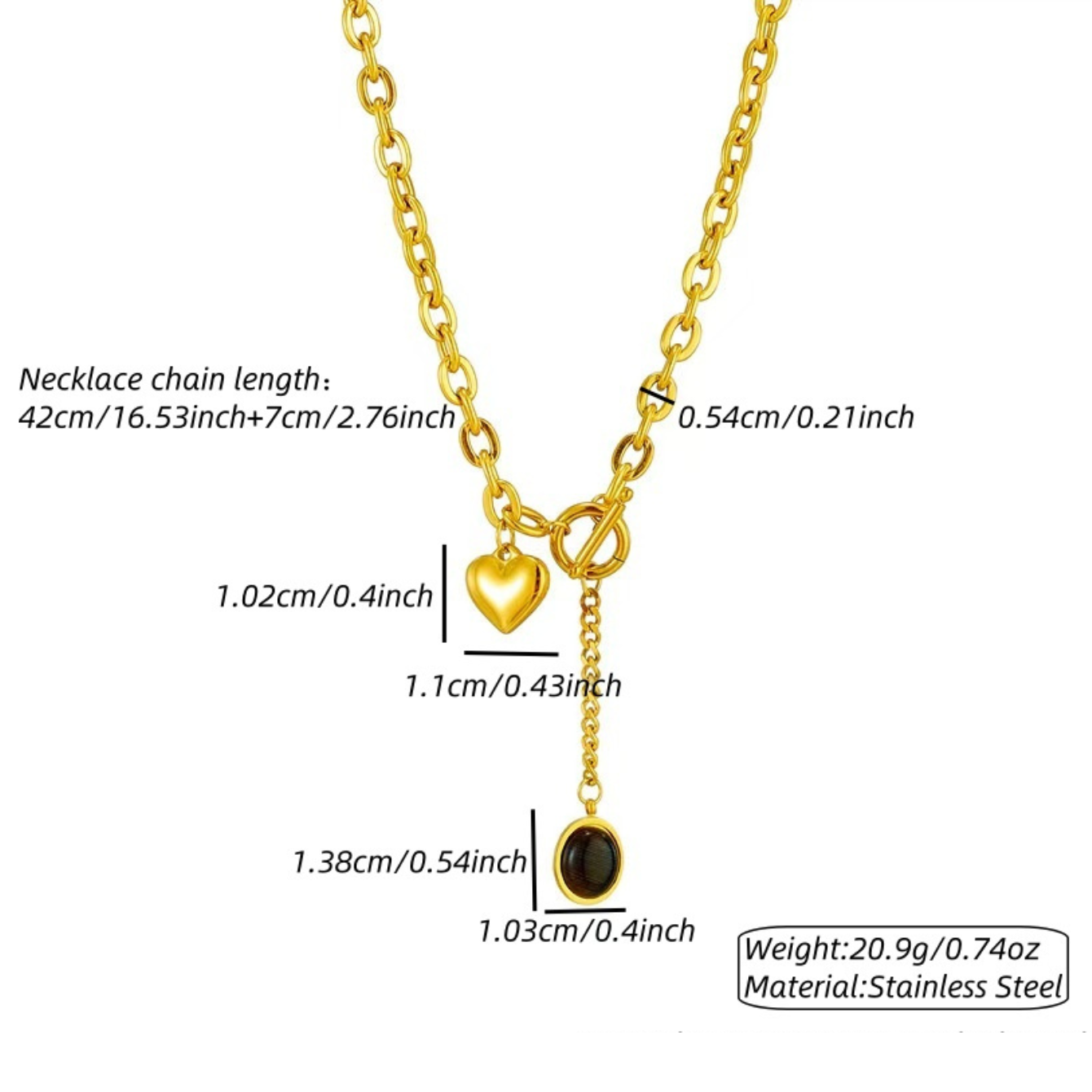Geometric Three-dimensional Necklace For Women In 304 Stainless Steel With 18K Real Gold Plated O Chain