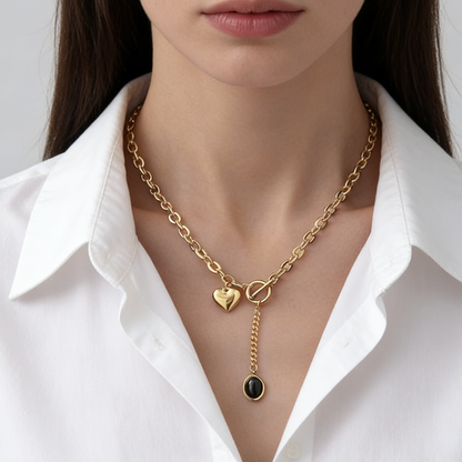 Geometric Three-dimensional Necklace For Women In 304 Stainless Steel With 18K Real Gold Plated O Chain