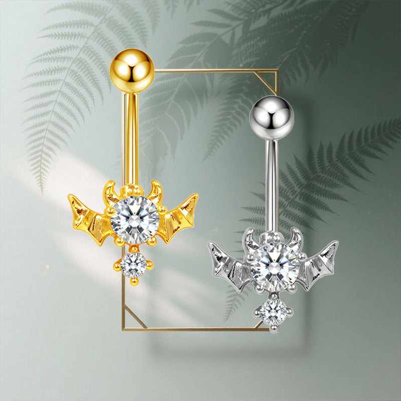 Three-dimensional Heart Shape Copper Belly Ring With Electroplated Platinum Plated Finish And Zircon Inlay