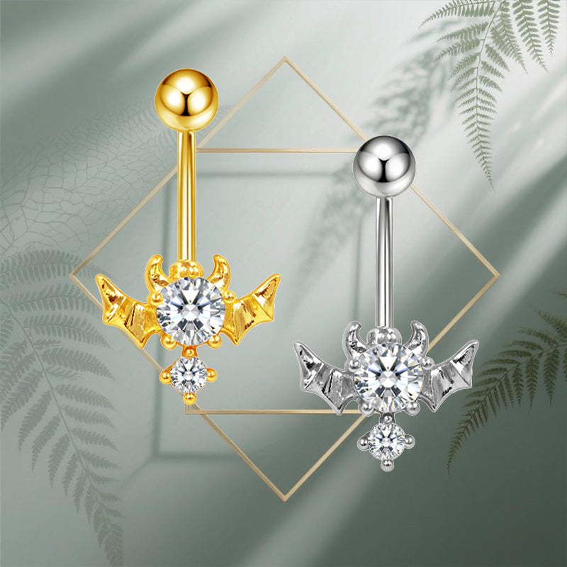 Three-dimensional Heart Shape Copper Belly Ring With Electroplated Platinum Plated Finish And Zircon Inlay