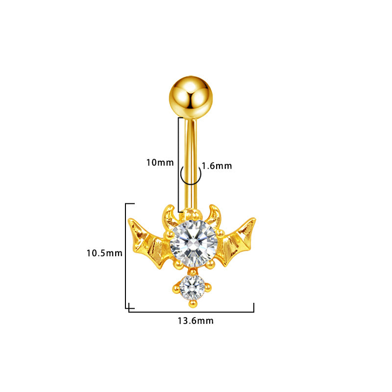 Three-dimensional Heart Shape Copper Belly Ring With Electroplated Platinum Plated Finish And Zircon Inlay