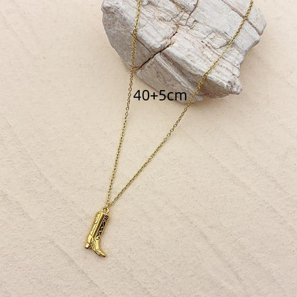 Waterproof Non Tarnish Boots Pendant Necklace For Women In 304 Stainless Steel With 18K Real Gold Plated Cable Chain