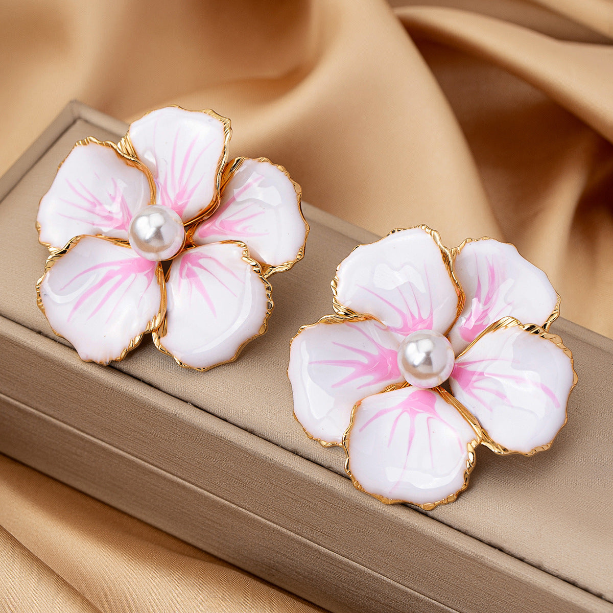 Elegant Pink Alloy Flowers For Women Featuring Pearl Inlay, Perfect For Holiday Occasions