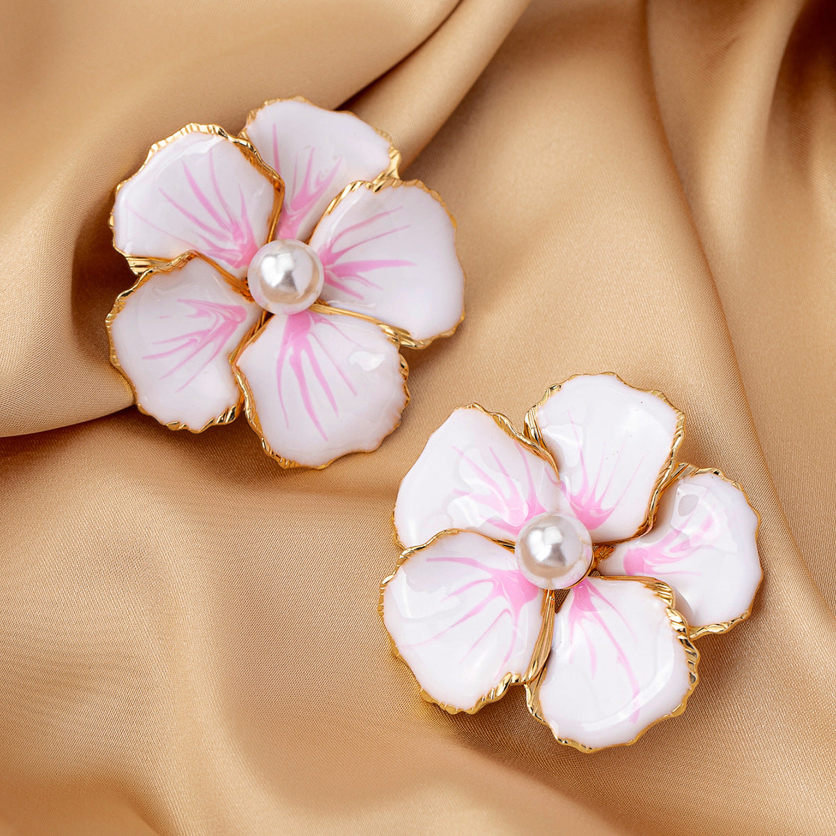 Elegant Pink Alloy Flowers For Women Featuring Pearl Inlay, Perfect For Holiday Occasions