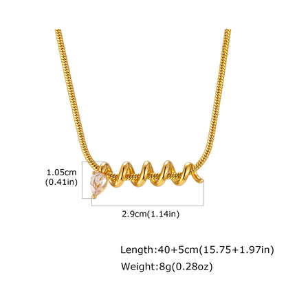 IG Style Snake Necklace For Women Featuring 304 Stainless Steel With 18K Real Gold Plated And Zircon Inlay On Snake Chain