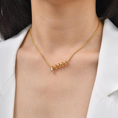 IG Style Snake Necklace For Women Featuring 304 Stainless Steel With 18K Real Gold Plated And Zircon Inlay On Snake Chain