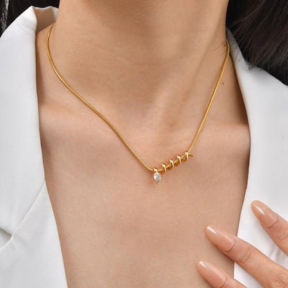IG Style Snake Necklace For Women Featuring 304 Stainless Steel With 18K Real Gold Plated And Zircon Inlay On Snake Chain