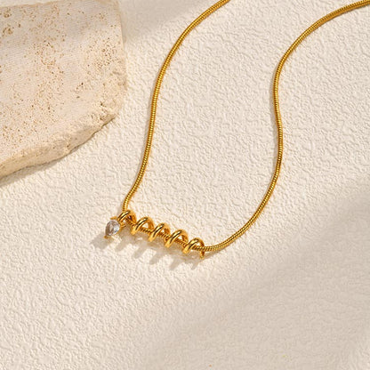 IG Style Snake Necklace For Women Featuring 304 Stainless Steel With 18K Real Gold Plated And Zircon Inlay On Snake Chain