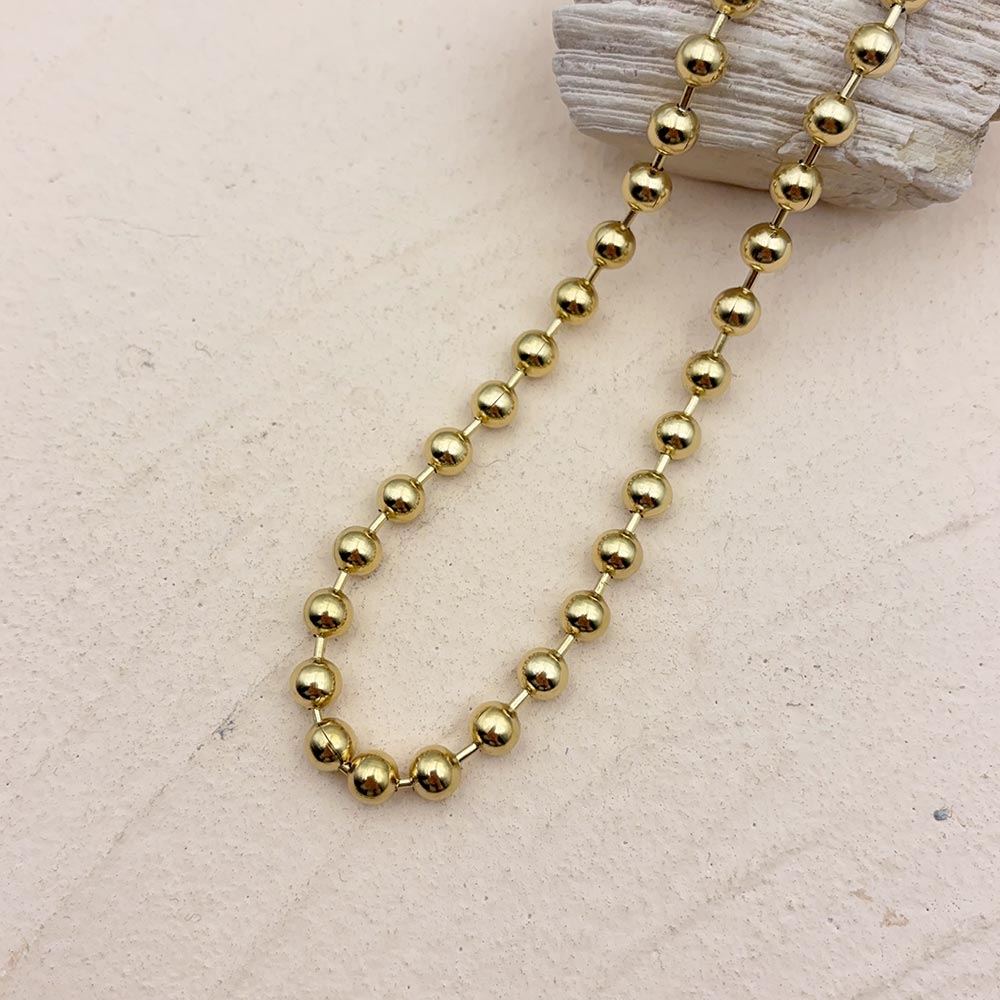 Waterproof Non Tarnish Circle Pendant Necklace For Women In 304 Stainless Steel With 18K Real Gold Plated Beaded Chain