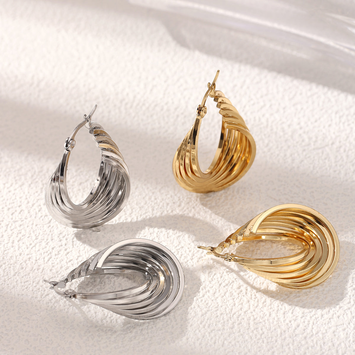 Geometric Earrings For Women Made Of 304 Stainless Steel Featuring Electroplated 18K Real Gold Plated With PVD Coated Finish