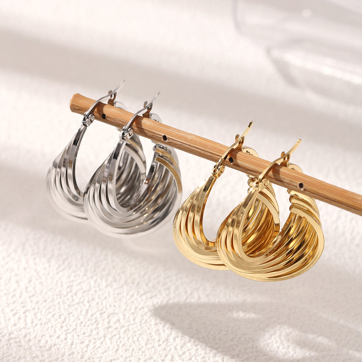 Geometric Earrings For Women Made Of 304 Stainless Steel Featuring Electroplated 18K Real Gold Plated With PVD Coated Finish