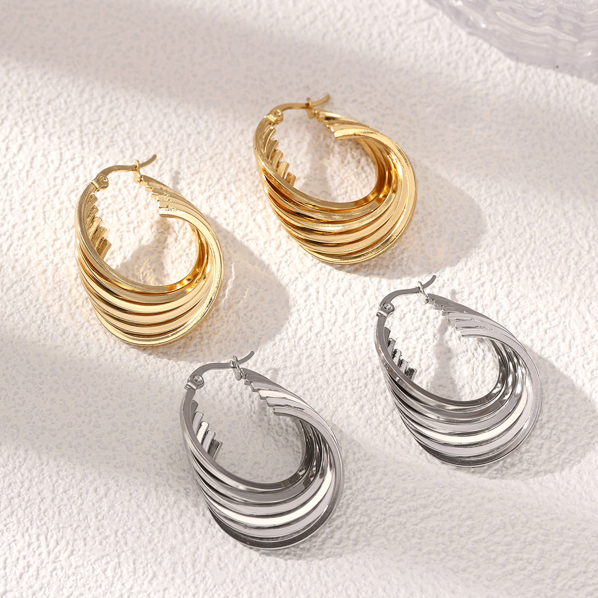 Geometric Earrings For Women Made Of 304 Stainless Steel Featuring Electroplated 18K Real Gold Plated With PVD Coated Finish