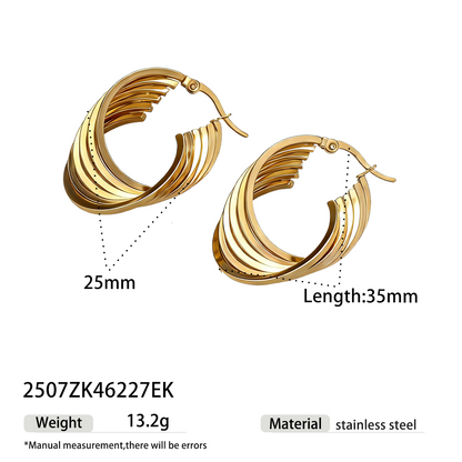 Geometric Earrings For Women Made Of 304 Stainless Steel Featuring Electroplated 18K Real Gold Plated With PVD Coated Finish