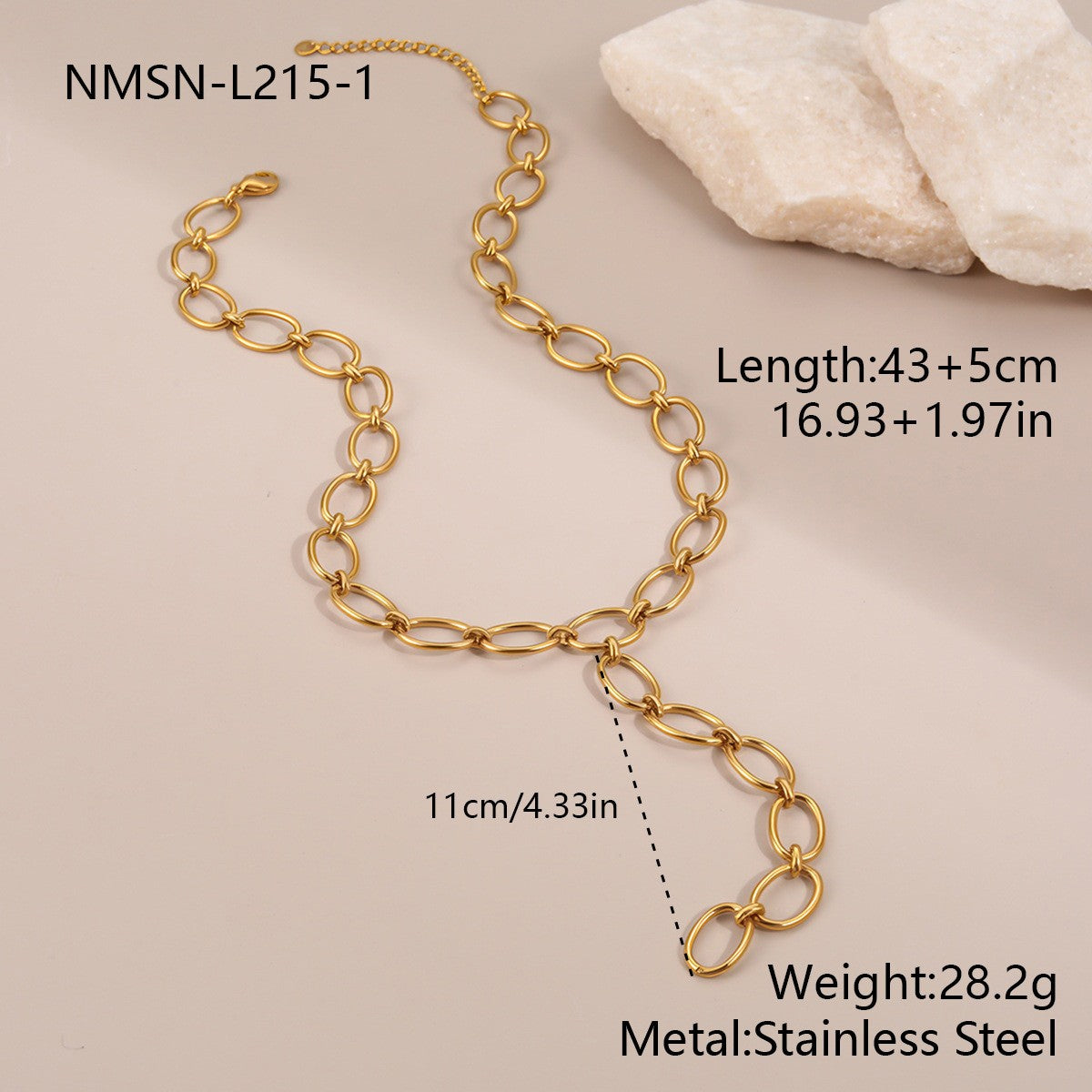 For Women Electroplated Necklace Chain In 304 Stainless Steel With 18K Real Gold Plated PVD Coating