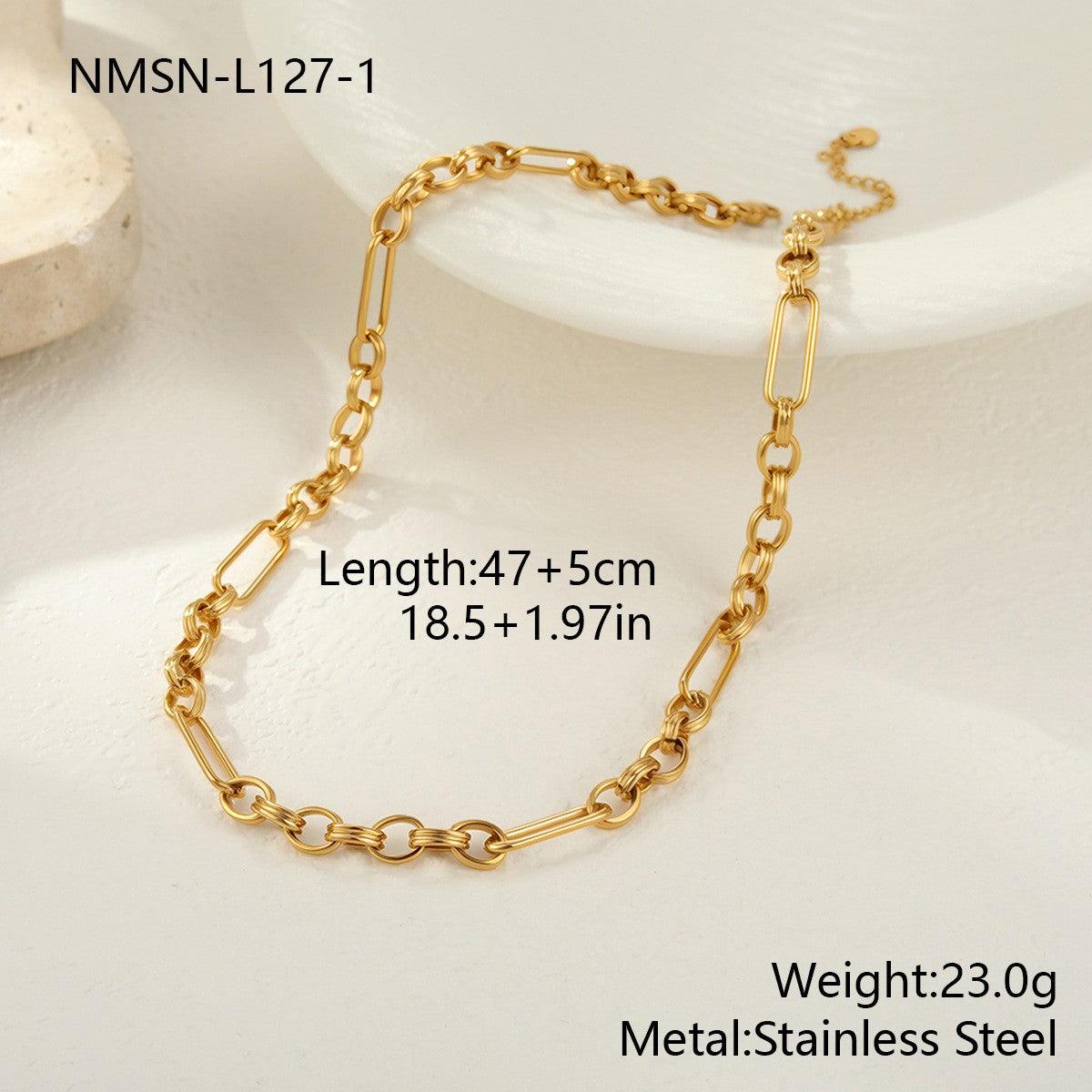 For Women Electroplated Necklace Chain In 304 Stainless Steel With 18K Real Gold Plated PVD Coating