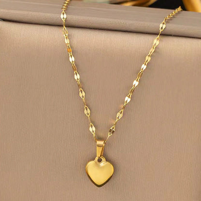 Heart Shape Three-dimensional Jewelry Set For Women In 304 Stainless Steel With 18K Real Gold Plated Lip Chain